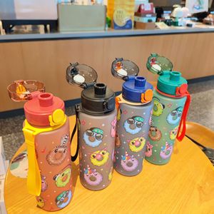 Cartoon Donut Plastic Water Bottle 700ml With Strap Bpa Free For Child School Use - Product Image 3
