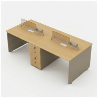 Poste de travail de bureau double face pour 4 personnes avec tiroirs centraux, directement de l'usine