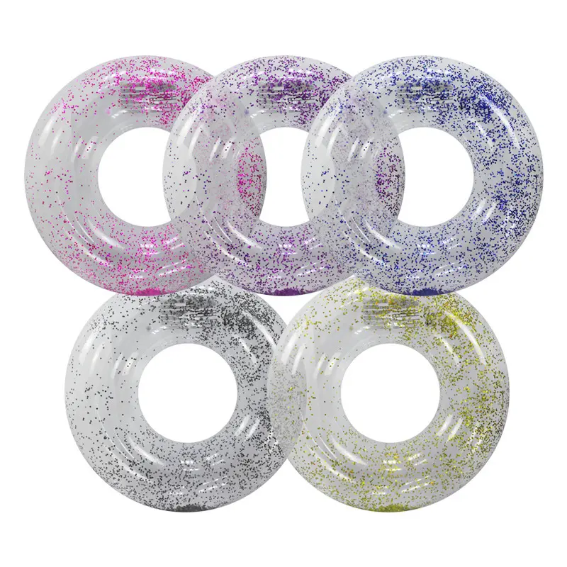 Stock Transparent plastic life ring with silver glitter, Glitter Swim Ring, Swimming Pool Tube, Swim ring Float