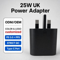Bloc d'alimentation mural rapide PD 25W UK Type C pour téléphones portables, ordinateurs portables et tablettes – Idéal pour la maison, le bureau et les voyages