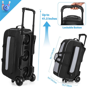 Vente en gros, grand <span class=keywords><strong>sac</strong></span> de <span class=keywords><strong>sport</strong></span>, poignée rétractable, 3 boules, rouleau, <span class=keywords><strong>bowling</strong></span>, bouton verrouillable, doublure en polyester, <span class=keywords><strong>sac</strong></span> de <span class=keywords><strong>sport</strong></span> géométrique - Product Image 2