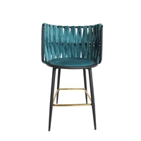 Tabouret de bar à dossier haut, style minimaliste de luxe, chaise de bar tressée pour comptoir d'accueil, caisse, îlot de cuisine