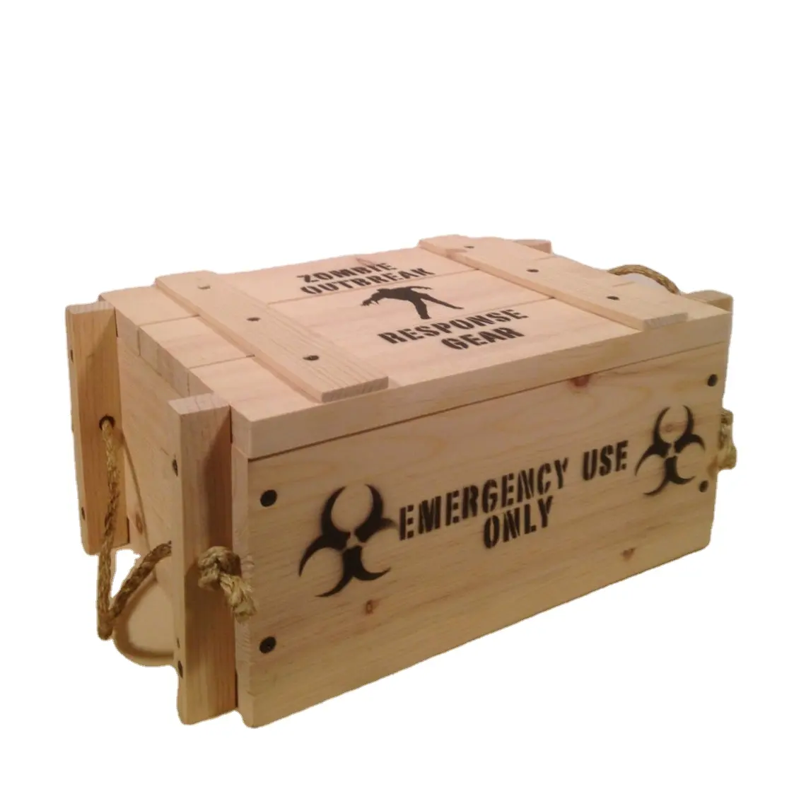 JUNJI Medium Wooden Military Style Crate Zombie Outbreak Response Gear Vintage Style Box Gift