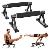 Barres de pompes réglables en hauteur pour entraînement de yoga et gym à domicile, base métallique antidérapante, poignées en bois naturel, capacité 600 LBS