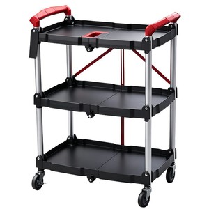 Foldable <b>Tool</b> <b>Cart</b> 3 Tier Aluminum Frame Plastic Shelves Garage Storage Utility <b>Cart</b> - Product Image 1