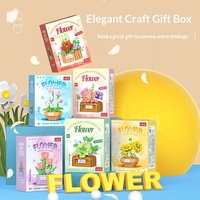 Mini Kits de Bricolage 2026 Nouveaux Bouquets de Fleurs et Succulentes en Panier, Modèles de Plantes en Pot Jouets pour Enfants, Ensembles de Blocs de Construction