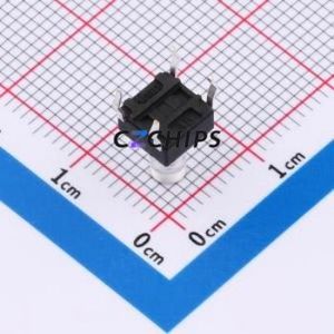 TSA06131-095B332CN Tactile Switch Through hole-4P,6.1x6.1mm Switch Single Pole Single Throw Round Button 1.8N 6.1mm - Product Image 2
