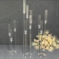 Candelabres Transparents pour Mariages Décoration de Centres de Table, Candelabres en Acrylique à 5 ou 8 Branches, Supports de Bougies LED