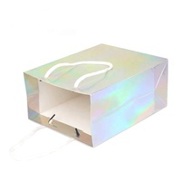 Sac en papier pliable et personnalisé avec Logo Laser pailleté, sac d'emballage cadeau avec poignée en coton