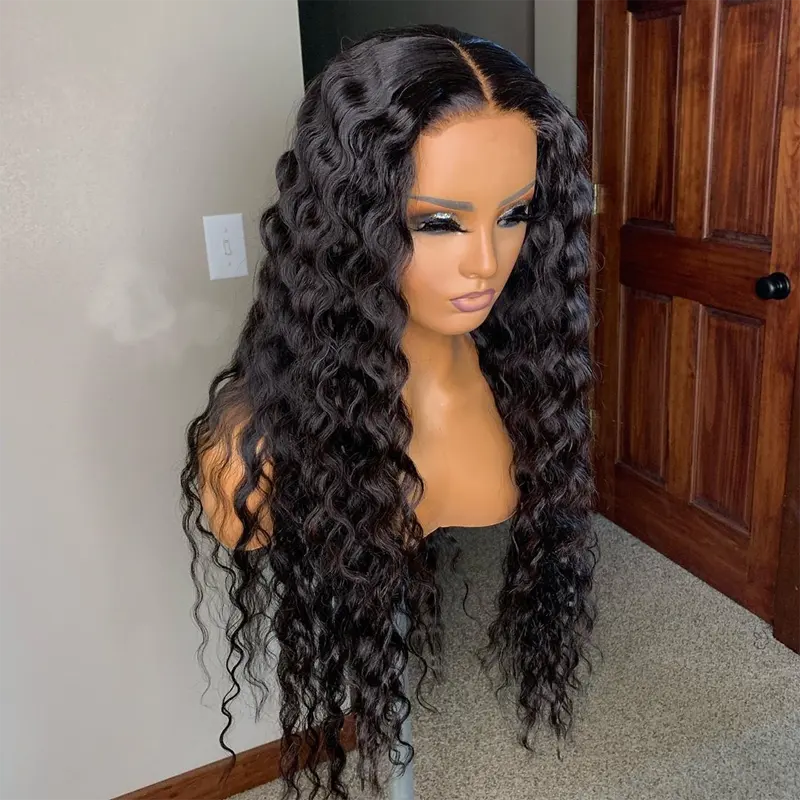 Wig rambut manusia Peru 100 mentah Virgin gelombang dalam bertali depan 100% Wig Frontal untuk WANITA HITAM 13x4 13x6 360