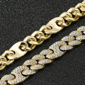 Pulsera de cadena cubana personalizada para hombre y mujer, de 20mm, todos los tamaños, 14k, oro plateado, metal falso iced cz, Diamante Blanco, nariz de cerdo gruesa, miami - Product Image 4