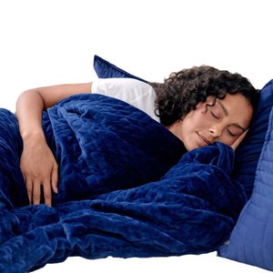 Weighted <b>Blanket</b> Dark Gray Quilted Velvet 2.0m Bed Therapy Comfortable Soft Fleece Cover Machine Washable - Product Image 5
