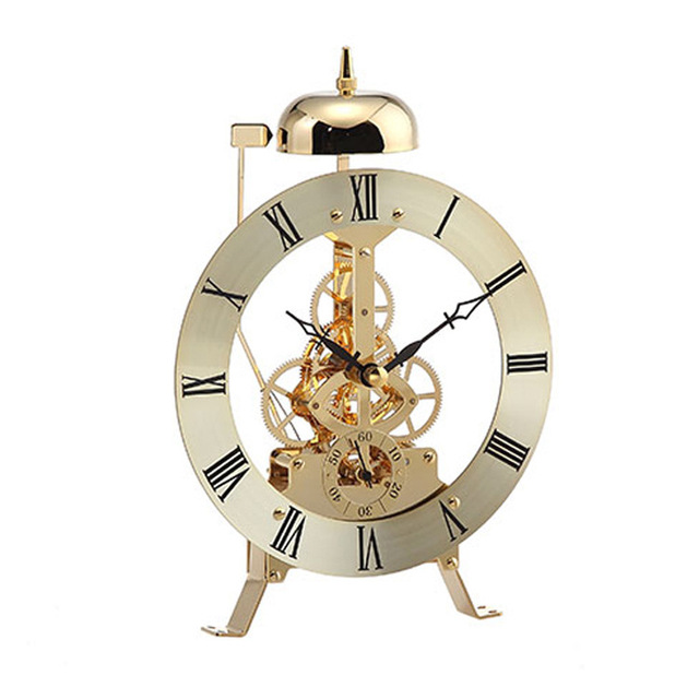 Brass Bell Function Mechanical Clock Movement with Battery Power Metal Feet