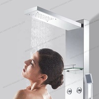 Contrôle de douche intelligent mural de style européen Panneau de douche thermostatique en alliage d'aluminium mat Modèles de pulvérisation à jet doux brossé