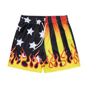 Shorts de basket-ball personnalisés pour <span class=keywords><strong>hommes</strong></span> avec motif flamme, shorts de basket-ball rétro cool, taille <span class=keywords><strong>à</strong></span> cordon de serrage, shorts décontractés - Product Image 4