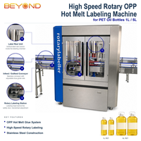 Machine d'étiquetage rotative à haute vitesse 8000 BPH pour bouteilles d'huile en PET de 1L et 5L, étiqueteuse automatique à colle thermofusible OPP