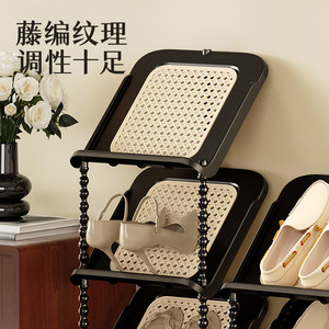 Rattan Slanted Shoe Rack 7 Tier Space Saving Entryway Corner Storage Rack For Bathroom Living Room - Product Image 3