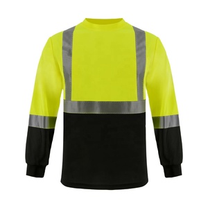 SMASYS Class 2 <strong>Hi</strong> <strong>Vis</strong> Color and Black Bottom High Reflective Tape Breathable Long Sleeve Safety Shirts for Men - Product Image 1