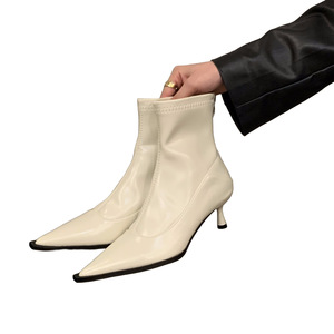 Nouvelles Bottines à Talons Hauts Pointus pour Femmes 2024, Style Français, Doublure Fine en Polaire, Idéales Printemps, Automne, Hiver - Product Image 3