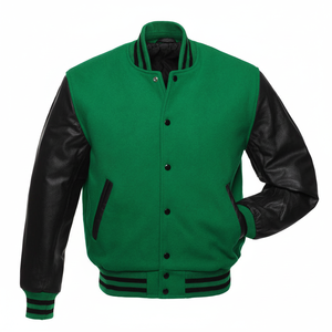 Chaqueta universitaria de PU de alta calidad personalizada para hombre, decoración de botones con cuello levantado, bombardero informal de talla grande, estampado de logotipo de invierno - Product Image 1