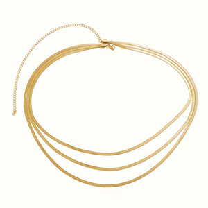 Ceinture ajustable à plusieurs couches en os de serpent |   Chaîne de hanche en acier inoxydable plaqué or 18K PVD |   Jupe tendance minimaliste pour soirée - Product Image 5