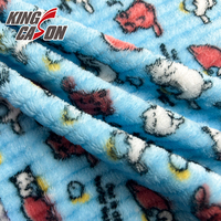 Kingcason – Nouvelle Tissu en Flanelle Imprimé Animaux de Dessin Animé Adorables avec Rayures sur les Deux Côtés pour Vêtements d'Enfants, Pyjamas, Couvertures et Coussins