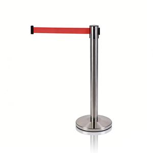 Poste Separador de Cuerda de Acero Inoxidable Premium de 900 mm de Altura con Base de 320 mm y Sistema de Correa Retráctil Automática - Product Image 1