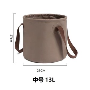 <b>Folding</b> Water <b>Bucket</b> 13L Round Double Handles Outdoor Camping Fishing Storage <b>Bucket</b> Black Army Green Gray Brown - Product Image 4