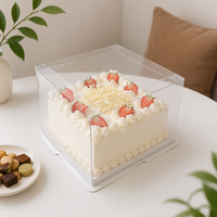 Boîte à gâteau transparente carrée de 8 pouces avec laminage mat, design minimaliste haut de gamme, écologique, couvercle en papier, prête à être expédiée