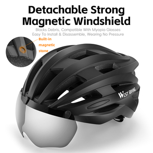 Casco de <span class=keywords><strong>Ciclismo</strong></span> WEST BIKING <span class=keywords><strong>con</strong></span> Hebilla Magnética y Lente Ensanchada EPS <span class=keywords><strong>con</strong></span> Forro Desmontable para Bicicleta - Product Image 5