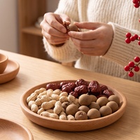 Beukenhouten fruitschaal, Japanse stijl, minimalistisch design, effen kleur, verdikte houten schaal voor gedroogd fruit