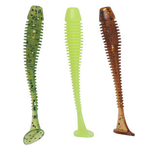 เหยื่อปลอมแบบนิ่ม 6 ชิ้น/ถุง 3 สี ทำจาก PVC พร้อมตะขอเหล็กกล้าคาร์บอนสูง สำหรับตกปลาในแม่น้ำและทะเลสาบ บรรจุภัณฑ์ - Product Image 1