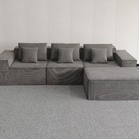 Italienisches Minimalistisches L-förmiges Samt-Kompressionssofa-Set Hochelastischer Schwammgefüllter Tofu-Block Modularer Wohnzimmer-Sofa