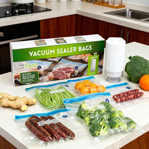 <b>Vacuum</b> Sealer <b>Bags</b> Blue Rectangle BPA Free Food Storage With Electric Pump Kit For Preserving Freshness - Product Image 2