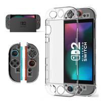 Étui de protection amovible fendu pour Switch 2 résistant aux rayures antichoc antidérapant Full Fit Transparent PC Hard Shell Cover