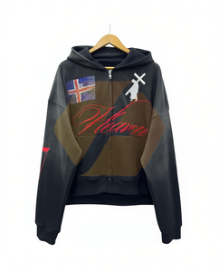 เสื้อฮู้ดมีซิปสำหรับผู้ชายเสื้อสเวตเตอร์ปักลายผ้าเฟรนช์ - Product Image 1