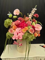 Rangkaian Bunga Pernikahan Warna Hangat 50cm, Centerpiece Meja Bunga Pink untuk Dekorasi Acara Pernikahan