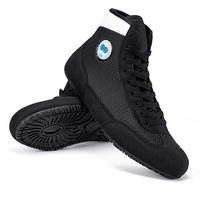 Chaussures de boxe et de lutte en cuir respirant et maille, semelle TPR antidérapante, légères, montantes, pour combat, MMA, sparring et gym