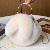 Sac bandoulière en velours peluche lapin pour bébés 0-24 mois, nouvelle collection automne/hiver, sac à main à chaîne avec oreilles mignonnes