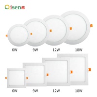 Plafonnier encastré 3W 6W 9W, éclairage de surface 12W 18W 24W, panneau LED rond ou carré, downlight pour salon et bureau