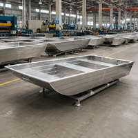 Nouveau bateau à fond plat en aluminium de 16 pieds, coque renforcée de 2,5 mm, pont antidérapant pour 6 personnes, faible profondeur, pêche en rivière ou en marais