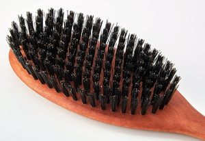 Brosse à cheveux jetable en bambou de haute qualité avec poils de sanglier, logo personnalisé, design rond souple, pour extensions capillaires, emballage en boîte - Product Image 3