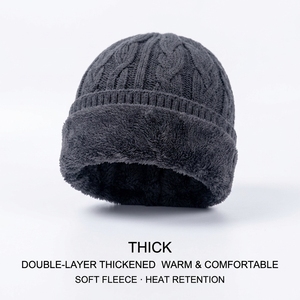 <span class=keywords><strong>Bonnet</strong></span> d'hiver en tricot pour <span class=keywords><strong>homme</strong></span>, double couche, doublure polaire, épais, chaud, côtelé, à revers, pour le ski, les activités de plein air, le quotidien - Product Image 3