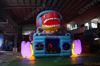 Château gonflable géant commercial en forme de dinosaure de dessin animé, équipement d'amusement avec enregistreur Boombox de dessin animé