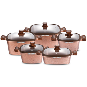 Juego de Ollas y Sartenes Antiadherentes RAF R.80007, Juego de Utensilios de Cocina de Granito con Tapas de Vidrio, Compatible con Inducción, <span class=keywords><strong>para</strong></span> Cocinar en Casa - Product Image 4