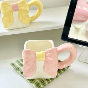 Taza de café de cerámica creativa estilo Ins, lazo pintado a mano, Popular de moda para fiestas, nuevo artículo para el hogar - Product Image 3