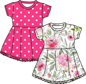 Princesse filles robes 0-12 ans enfants vêtements à pois avec des manches courtes florales une pièce robe bébé conçoit filles robe