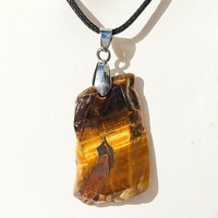 Collar con Colgante de Ojo de Tigre Amarillo Natural Estilo Boho, Piedra de Cuarzo Cristalino Pulido Irregular, Espécimen Mineral Curativo, Moda