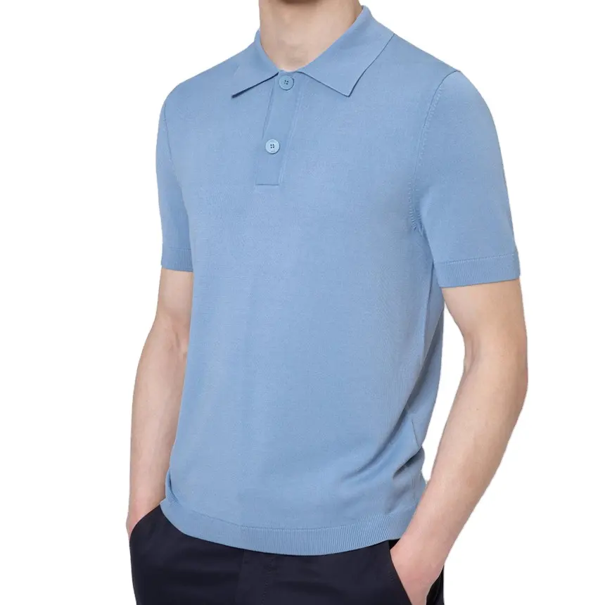 customized high quality men polo shirt knitted short sleeve wool cashmere sweater for men