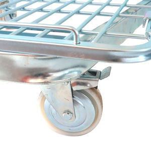 Sıcak Satış Süpermarket Rulo Kafesleri Sıcak Daldırma Galvanizli Yumuşak Çelik Tel Örgü Güvenlik Arabası Tokalı Kapatmalı Tekerlekler Depo Depolama - Product Image 6